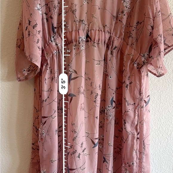 🆕 Blush Pink Floral Kimono Robe – Sheer Lightweight Chiffon Wrap with Belt NWOT - Picture 13 of 16
